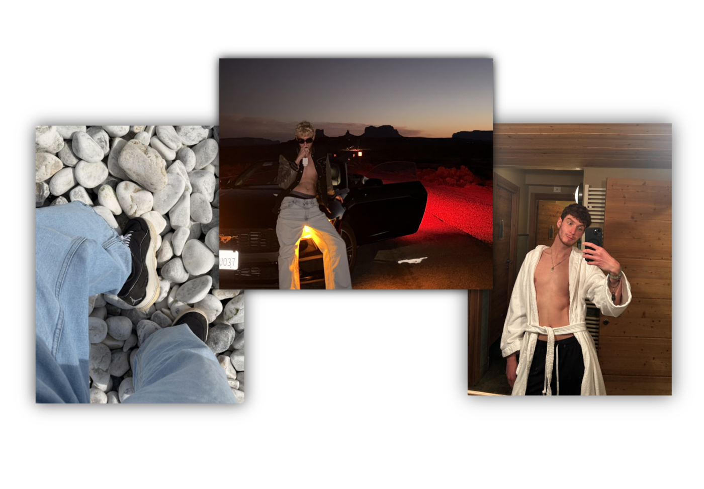 A personal collage showing Nino across lifestyle and travel moments